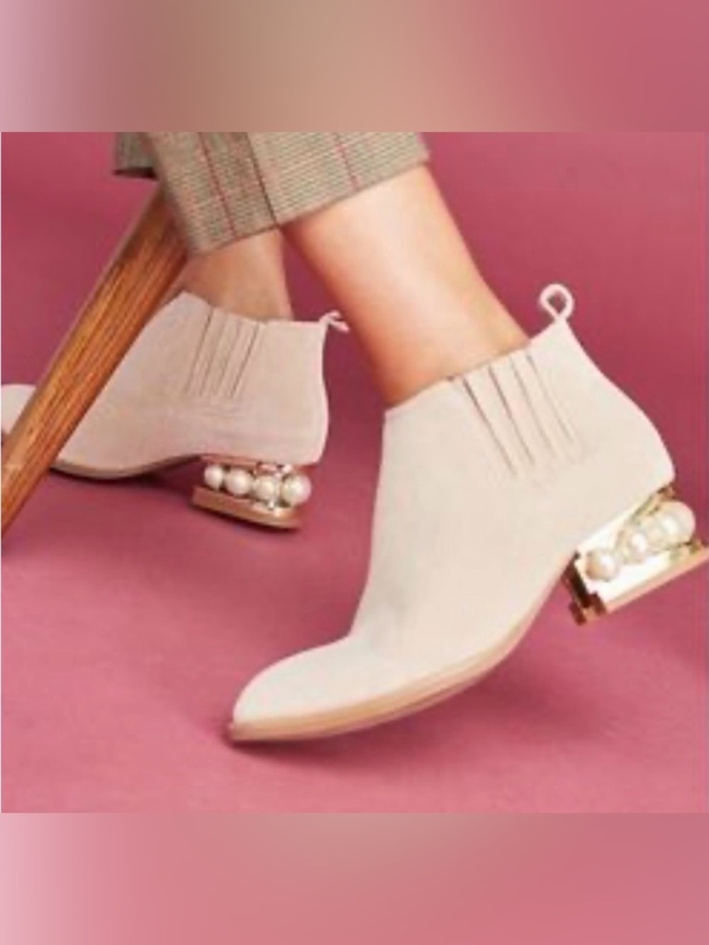 Jeffrey Campbell Orlando Faux Pearl Boot size 7 leather suede